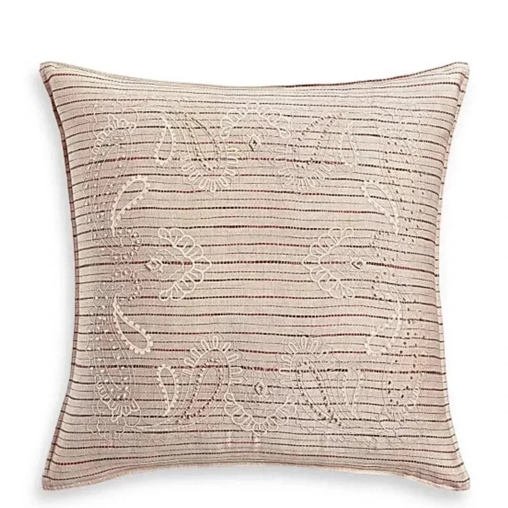 LUCKY BRAND Brianna European Pillow Sham 2 Pk 100% Cotton Embroidery Decorative